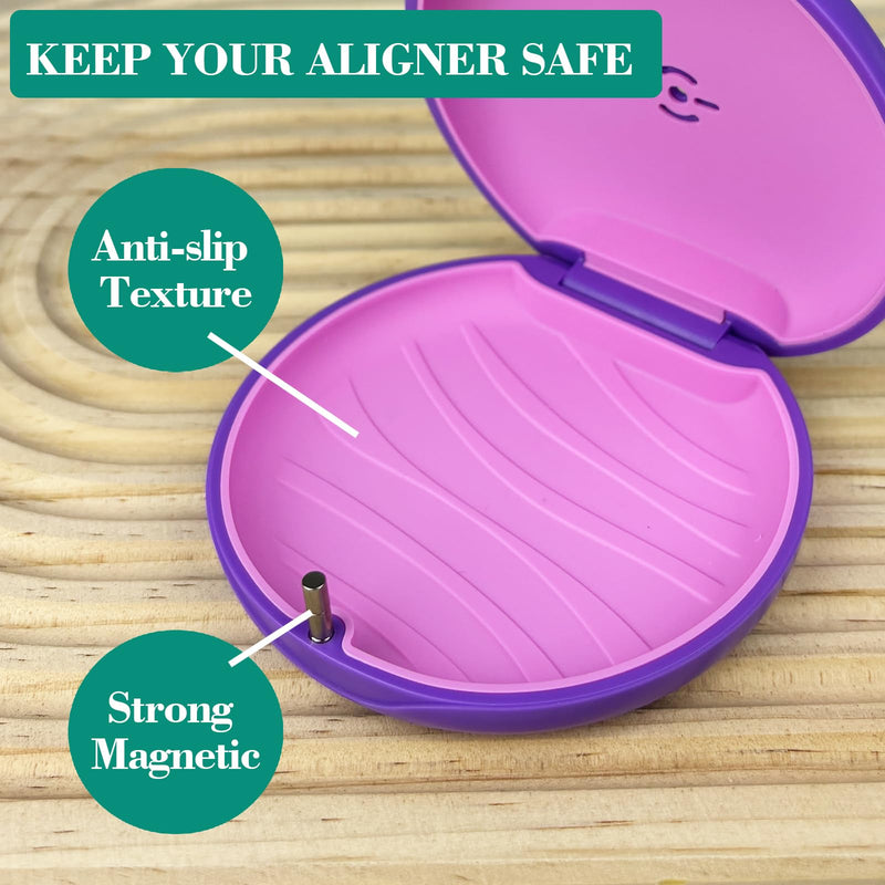 [Australia] - 2 Pack Retainer Case,Aligner Case with Vent Holes, Compatible with Invisalign, Mouth Guard CasesÔºåPortable Slim Travel Cute Orthodontic Retainer Cases (Pink Purple) Pink Purple 