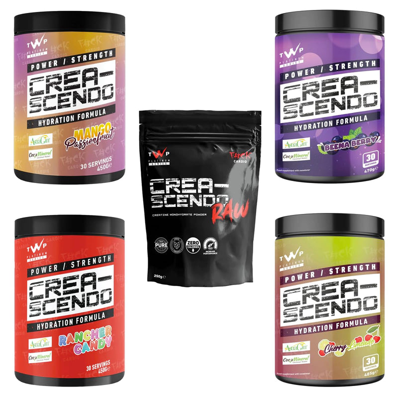 TWP Nutrition Platinum Series Crea-Scendo Creatine Powder, 470g / 250g and 50/30 Servings, 5 Great Flavours (Beena Berry, 470g) Beena Berry