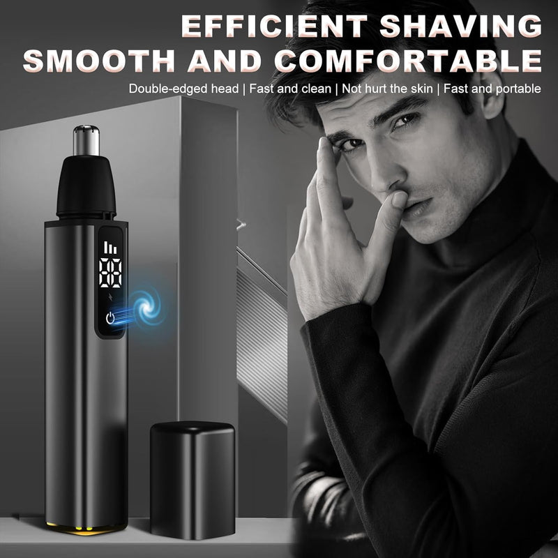 Ear Nose Hair Trimmer for Men Women–2024 Nose Trimmer Clipper Pro-15,000 RPM Motor with 3 Speed and LED Display, Hair Trimmer Set with Dual Edge Blades, IPX7 Waterproof, Type C Rechargeable