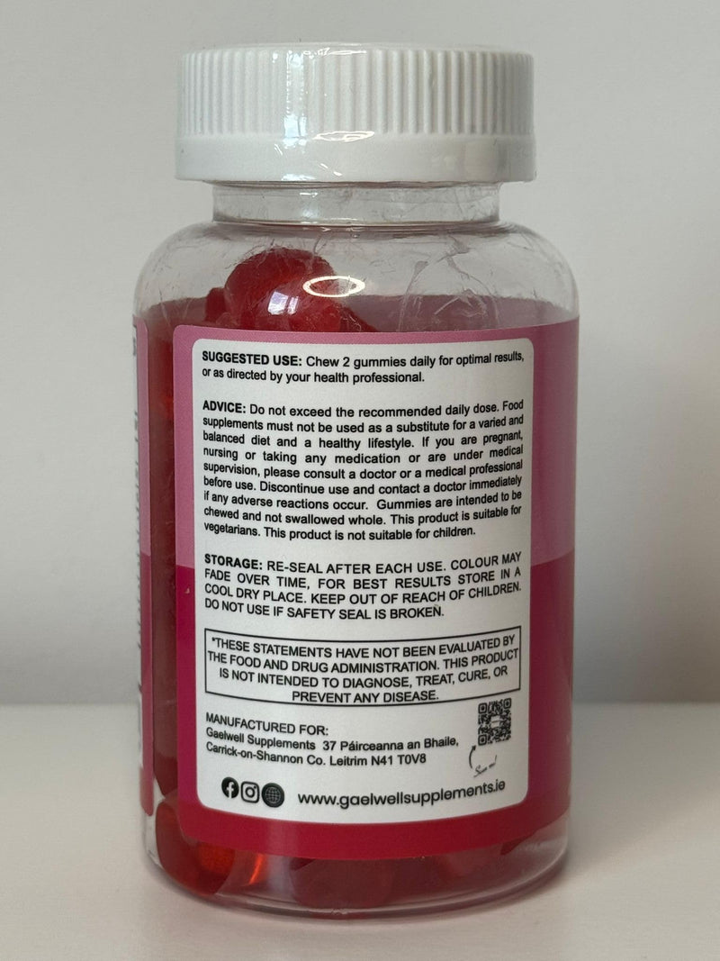 Women’s Probiotic Gummies | 5 Billion CFU, 6 Strains with Fibre | Daily Supplement for Women | Vegan, Gluten & Dairy Free | Cranberry Flavour | 60 Gummies