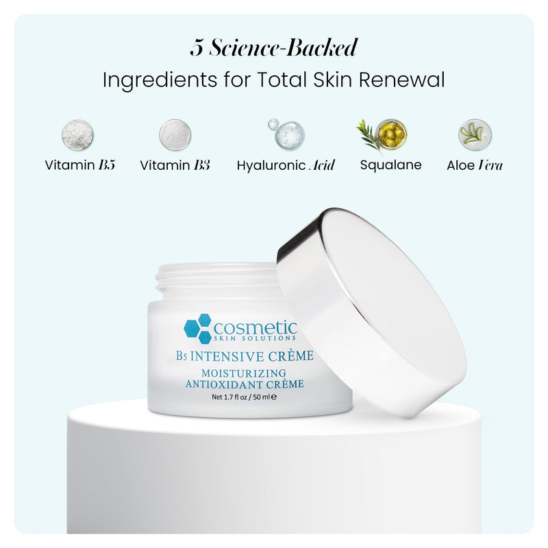 B5 Intensive Crème – Hydrating Day & Night Face Moisturizer with Hyaluronic Acid, Squalane & Vitamins B3, B5 & E – Lightweight Anti-Aging Cream for Dry, Oily & Combination Skin – 1.7 fl oz