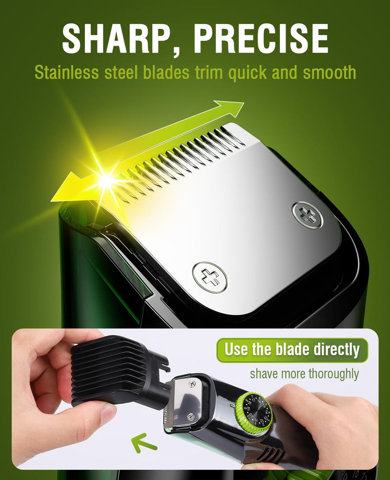 [Australia] - SHPAVVER Beard Trimmer for Men: Vacuum Mustache Trimmer for Less Mess -IPX7 Waterproof- Rechargeable Electric Beard Cutting Kit with Adjustable Length Comb-Built-in Vacuum for Sideburns, Stubble Deep Black 
