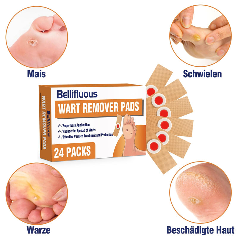 [Australia] - Bellifluous Wart Remover, Pack of 24 Corn Plasters for Children Adults, Remove Warts for Hands, Feet, Face, Fingers, Effective Wart Plasters, Pads, Painless Corn Remover 