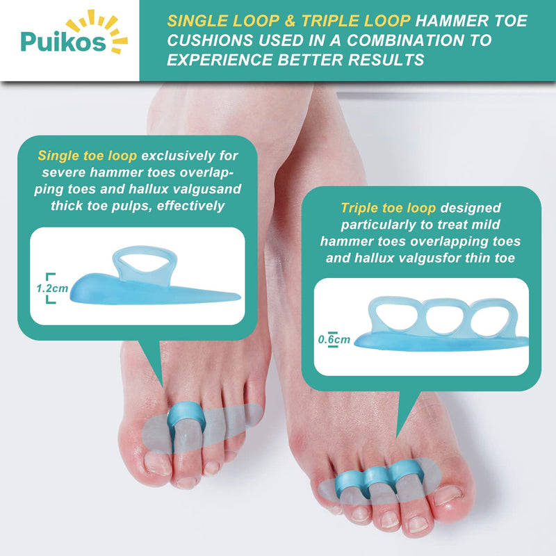 [Australia] - Puikos Pack of 4 Hammer Toe Pads Hallux Valgus Correction Toe Separator Toe Separator Set Silicone Bunion Hammer Toe Correctors (Blue) 