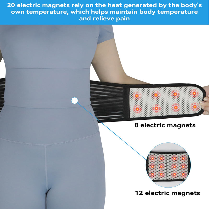 Back Braces for Lower Back Pain Relief, Lumbar Support Belt for Men Women | Adjustable Tourmaline waist belt, Self Heating & Soothing Waist Band, Lumbar Support Belt for Herniated Disc/Sciatica Black-1 Large