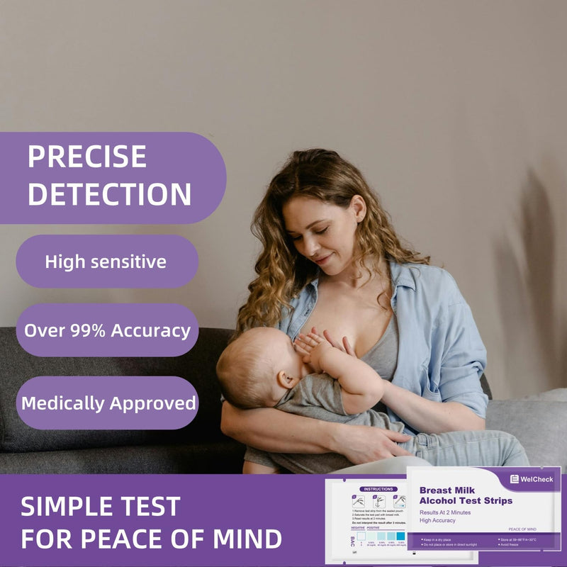 Breast Milk Alcohol Test Strips for Breastfeeding Moms, Alcohol Test Strips for Breastmilk, Detects Alcohol at Home in 2 Minutes, 25 Pack