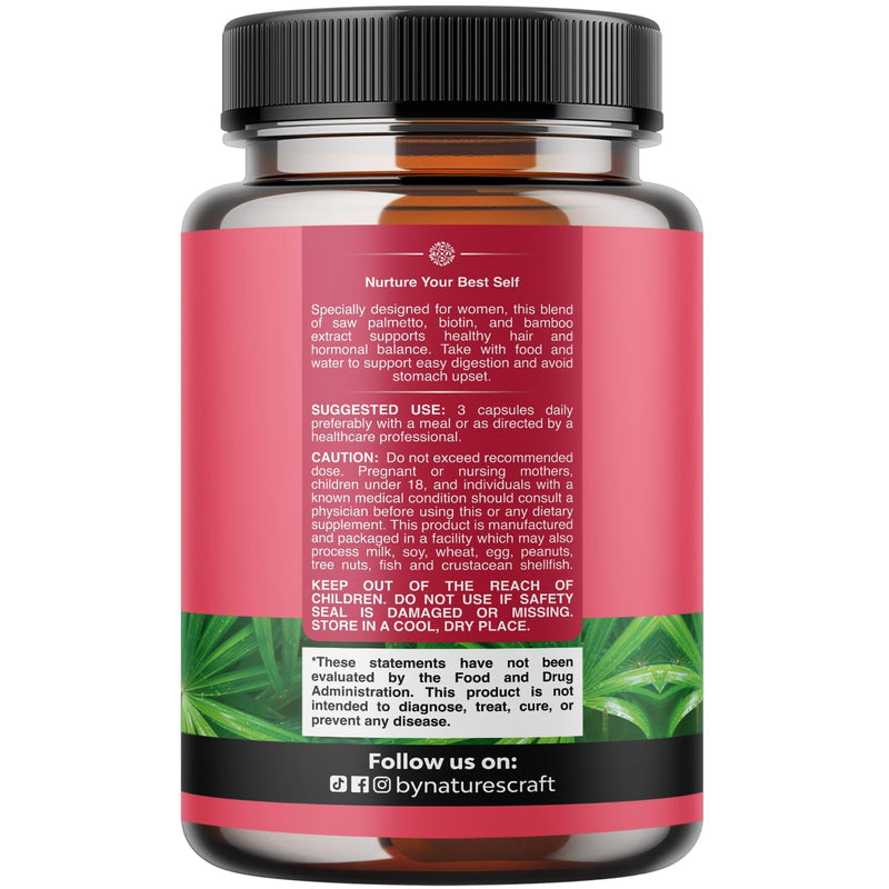 Extra Strength Saw Palmetto for Women - DHT Blocker Restoring Hair Vitamins for Hair Health - 500mg Pure Saw Palmetto Capsules with Maca Root & Biotin for Stronger Healthier Looking Hair 180 Count 180 Count (Pack of 1)