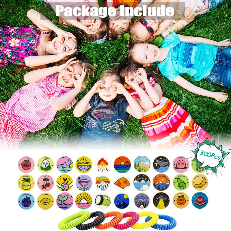 [Australia] - Mosquito Repellent Stickers, 300 Pack for Kids & Adults, Outdoor/Indoor, Natural Plant-Based, 6 Mosquito Bracelets Included 
