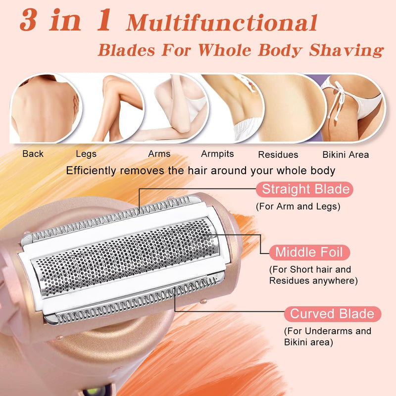 Electric Shaver for Women Bikini Trimmer Facial Hair Removal LED Display Womens Razors for Shaving IPX7 Waterproof Pubic Body Hair Trimmer