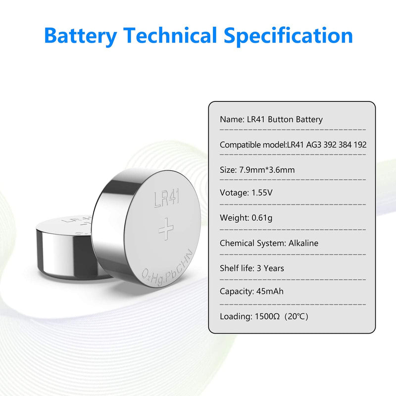 [Australia] - POWEROWL High Capacity LR41 Batteries 40 Pack, AG3 L736 392 384 192 Premium Alkaline Battery 1.5V Button Coin Cell Batteries 