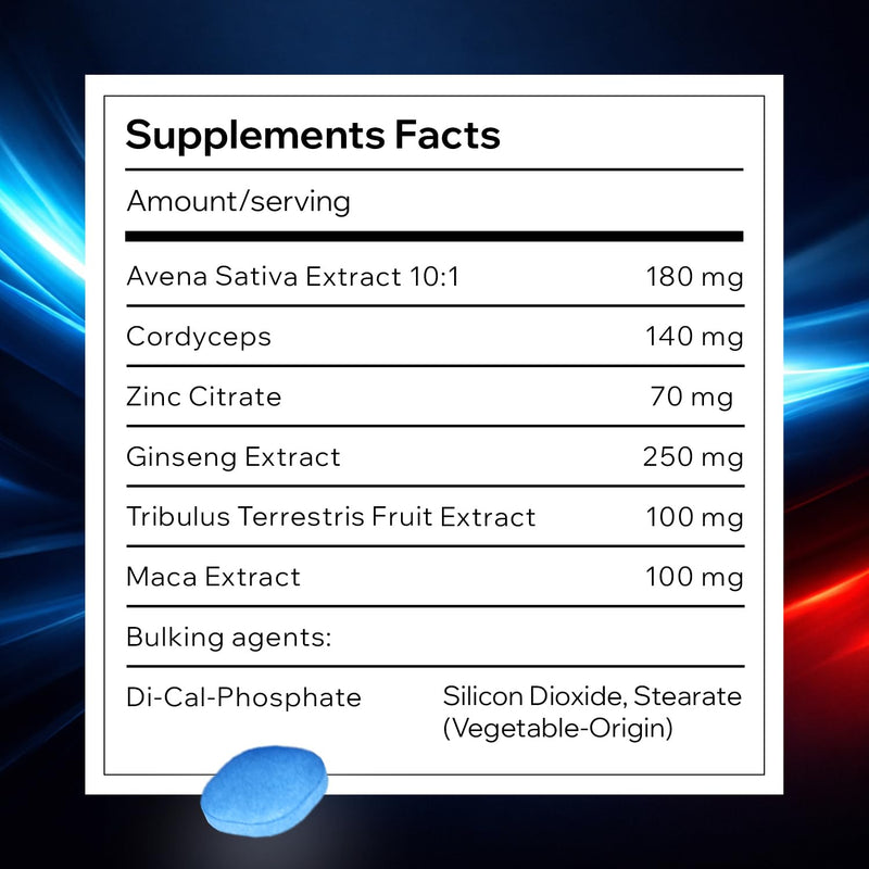 Herbal Blue - Men’s Daily Support – 20 Blue Tablets 100mg | Strong Natural Herbal Supplement for Men | Supports Energy, Vitality & Endurance | Daily Wellness & Performance Formula | UK Made 20 count (Pack of 1)