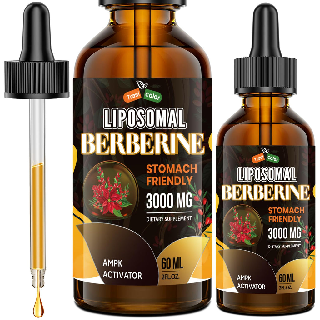 3000mg Berberine Supplement Liquid Drops - High Bioavailability Liposomal Berberine Supplements, Berberine HCL Complex with Ceylon Cinnamon Plus Turmeric, AMPK Activator, Suitable for Women,Men-60ml 2 Fl Oz (Pack of 1)