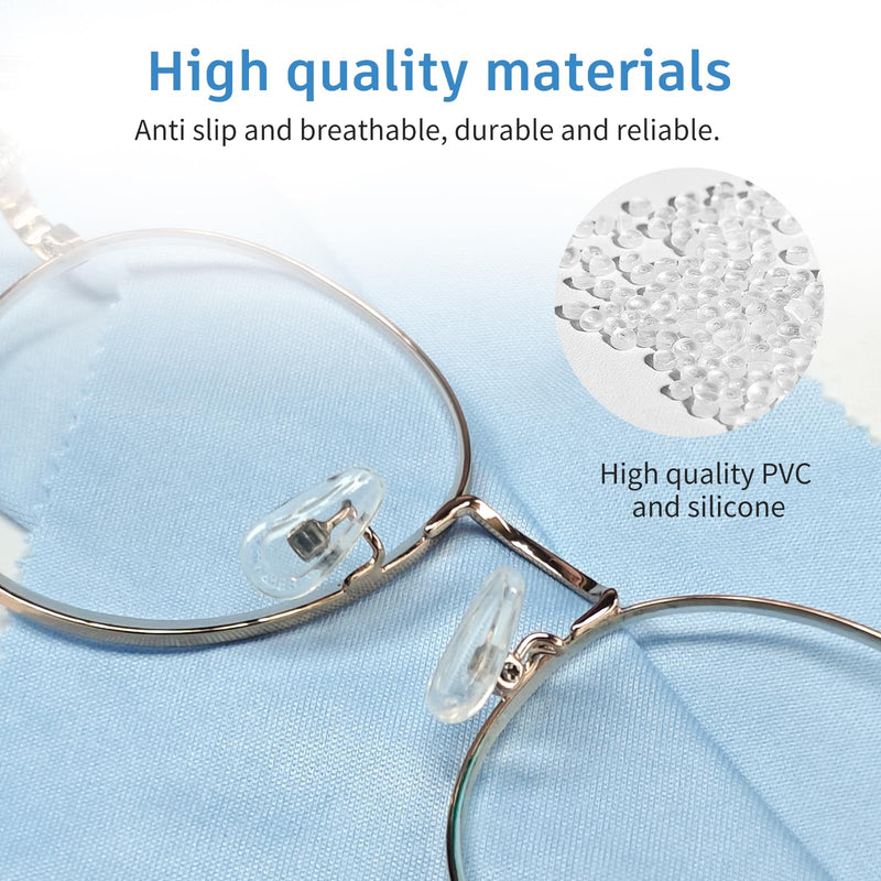 [Australia] - Glasses nose pads silicone, 25 pairs of nose pads, glasses to plug in, 5 styles glasses nose pads, nose pads for glasses, with screws, tweezers and glasses cleaning cloths. Suitable for glasses repairs 