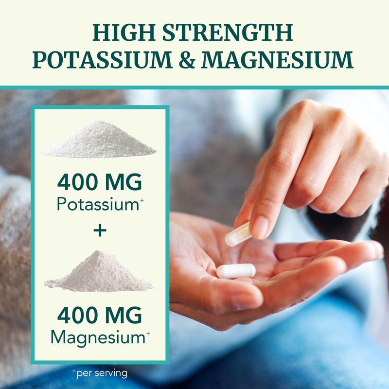 [Australia] - Potassium Magnesium Supplement | High Strength Electrolyte Balance for Heart Health & Muscle Support | 400 MG Potassium + 400 MG Magnesium | Energy, Bone Health, Sleep & Mood Support | 90 Ct. 