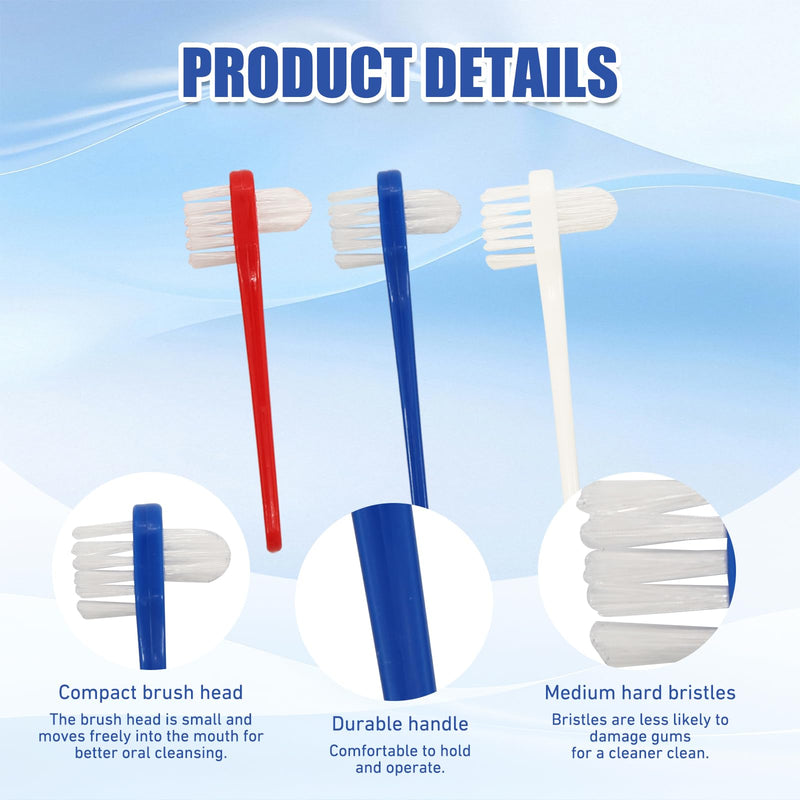 [Australia] - 12pcs Denture Brush Dual, Head Portable Firm Hard Bristle Denture Toothbrush,Denture Cleaning Brush Retainer Brush Dental Toothbrush for False Teeth, Clear Braces and Mouth Guards(White,Blue, RedÔºâ 