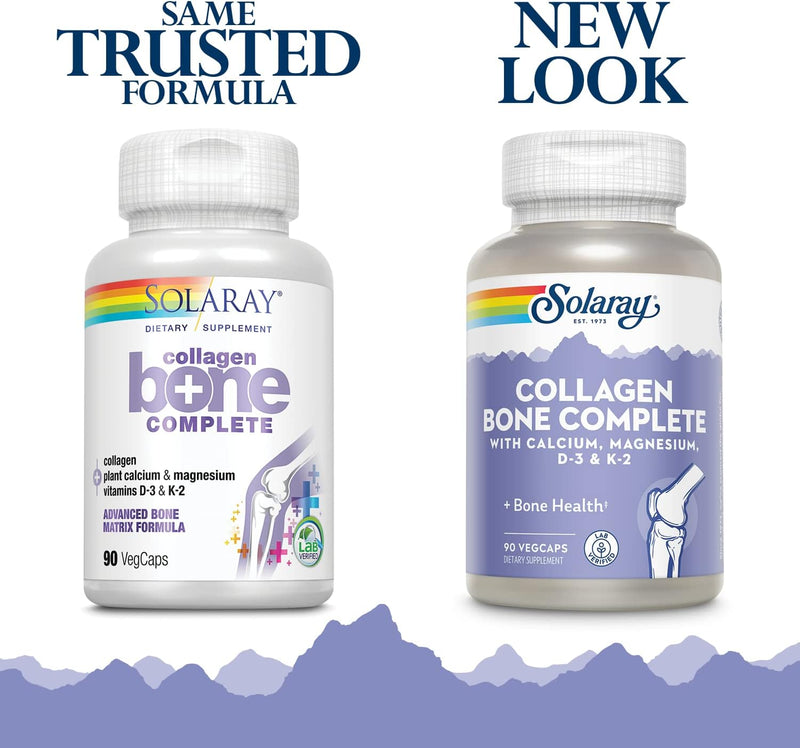 [Australia] - Solaray Collagen Bone Complete | Advanced Bone Matrix Formula with Plant Calcium & Magnesium | 30 Servings | 90 VegCaps 