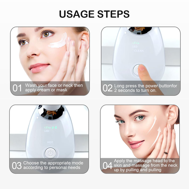 Face and Neck Massager，7 Color Multifunctional Facial Skin Care Tools, Led Face and Neck Beauty Device for Home Use