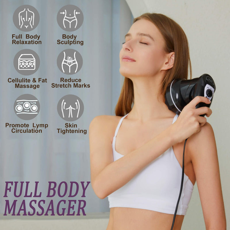 [Australia] - Body Sculpting Machine for Women - 6-Speed Cellulite Massage & Lymphatic Drainage Device with Lipo Roller, Handheld Home Use for Belly Fat, Stomach, Thighs & Buttocks Sculpting 4 Heads 