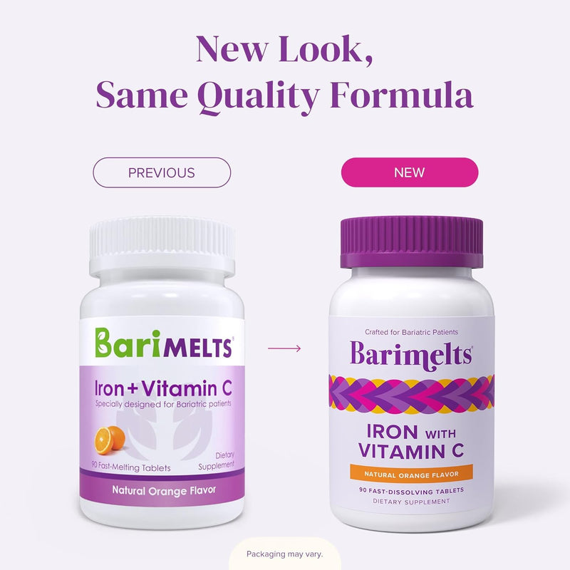 [Australia] - BariMelts Iron Supplement with Vitamin C - 1 Month Supply (90 Fast-Dissolving Tablets) - Post-Op Bariatric Vitamins 90 Count (Pack of 1) 