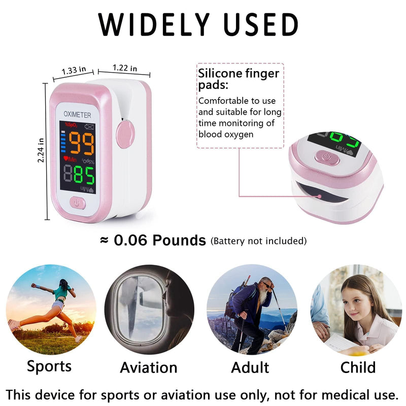 [Australia] - Pulse Oximeter Fingertip, Blood Oxygen Saturation Monitor with Large LED Display, Heart Rate Monitor for Adults, Fingertip Pulse Oximetr, with Lanyard (Rose Gold) 