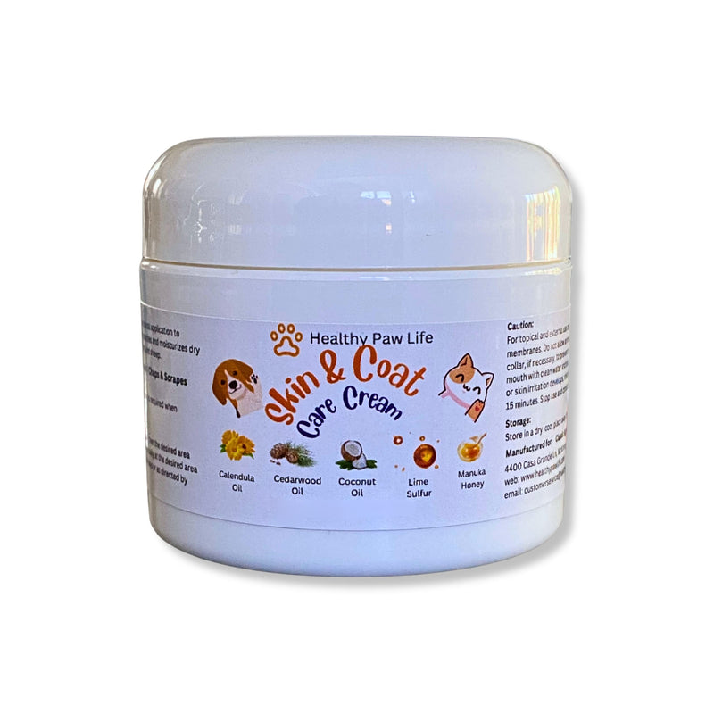 Skin and Coat Care Ointment for Pets - Itchy or Dry Skin, Wounds, Hot Spots – Calendula Oil, Manuka Honey, Lime Sulfur, Cedarwood Oil, Coconut Oil – Dogs, Cats, Puppies, Kittens - PawsPlanet Australia