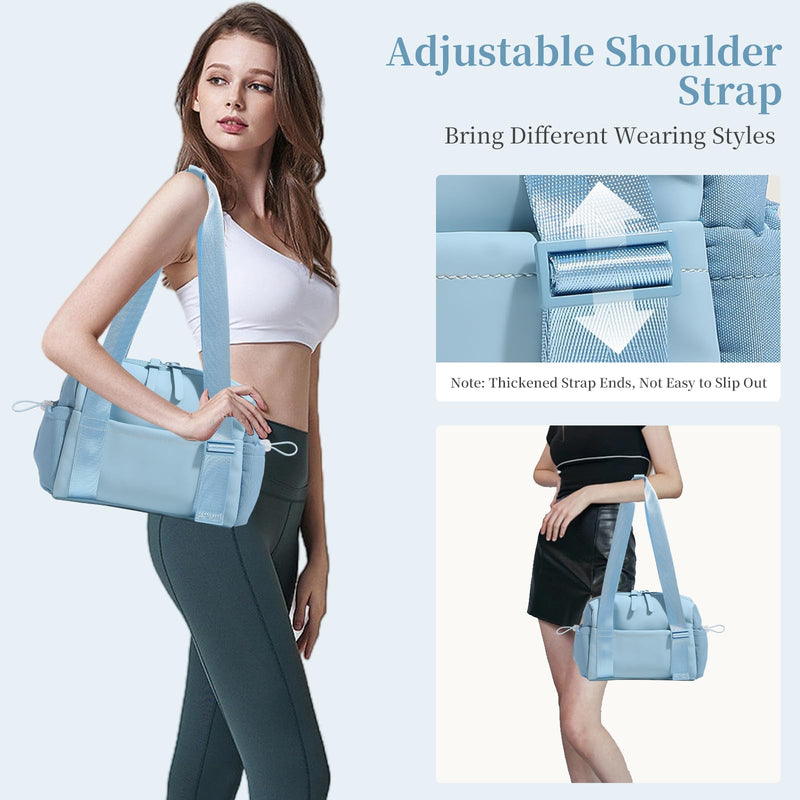 Small Gym Bag for Women Mini Gym Duffle Bag with Wet Compartment,mini duffle Tote Bag small duffle bag for Workout/Sport/Travel (Blue) Blue