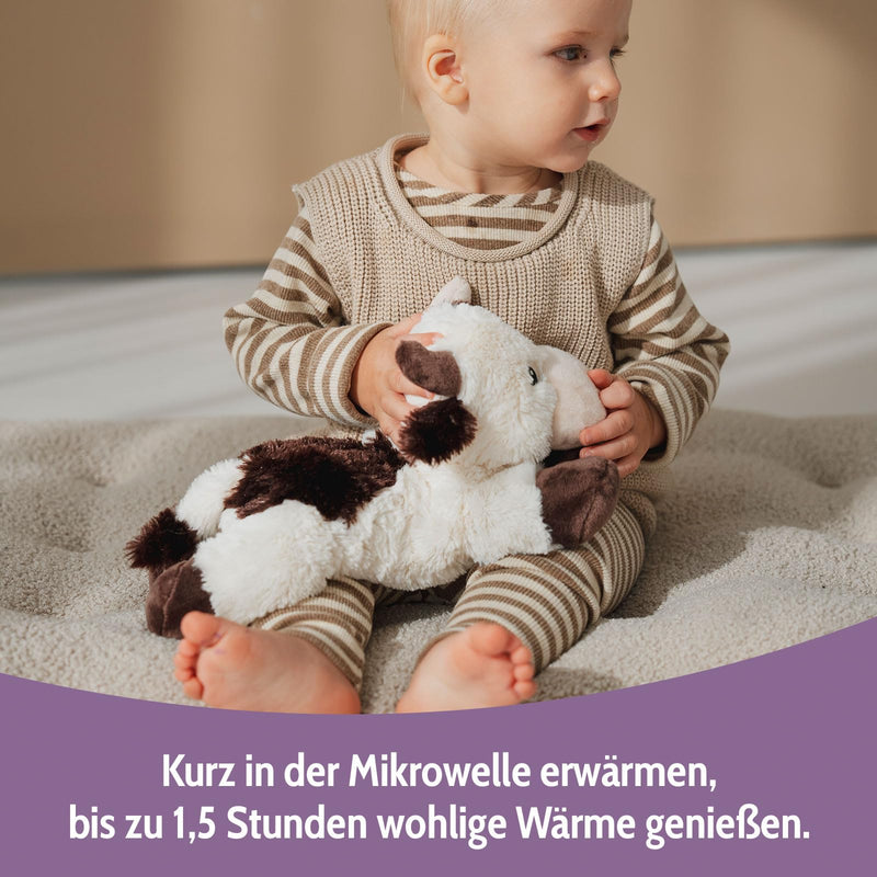 [Australia] - Habibi Plush heat cushion/stuffed toy for children and adults - 1826 cow with millet filling, heat cuddly toy for heating in the microwave/oven, also ideal for babies 
