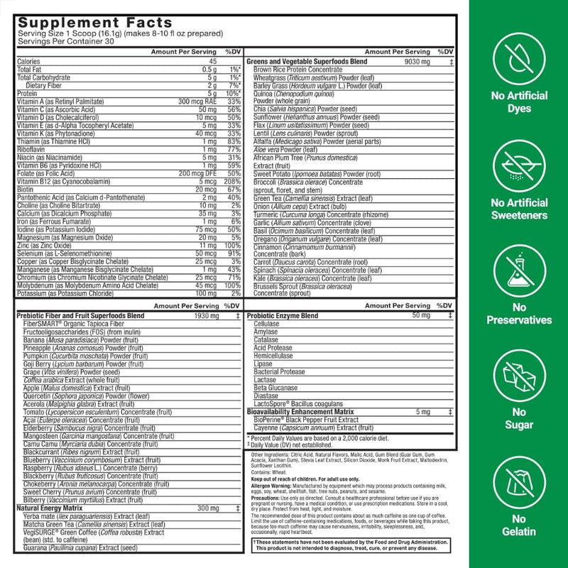 Force Factor Smarter Greens Superfoods + Energy Powder | Boost Energy & Support Digestion, Gut Health, Bloating, Greens Powder with Digestive Enzymes, Lemon-Lime, 30 Servings Lemon Lime 15.4 Ounce (Pack of 1)