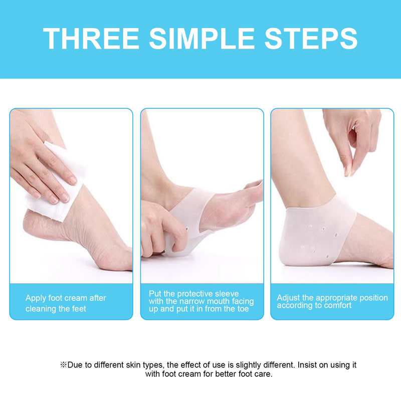 [Australia] - 2 pairs of silicone heel protection, gel heel protection, heel socks, gel heel protection, heel socks for heel pain, dry cracked heel, transparent color 