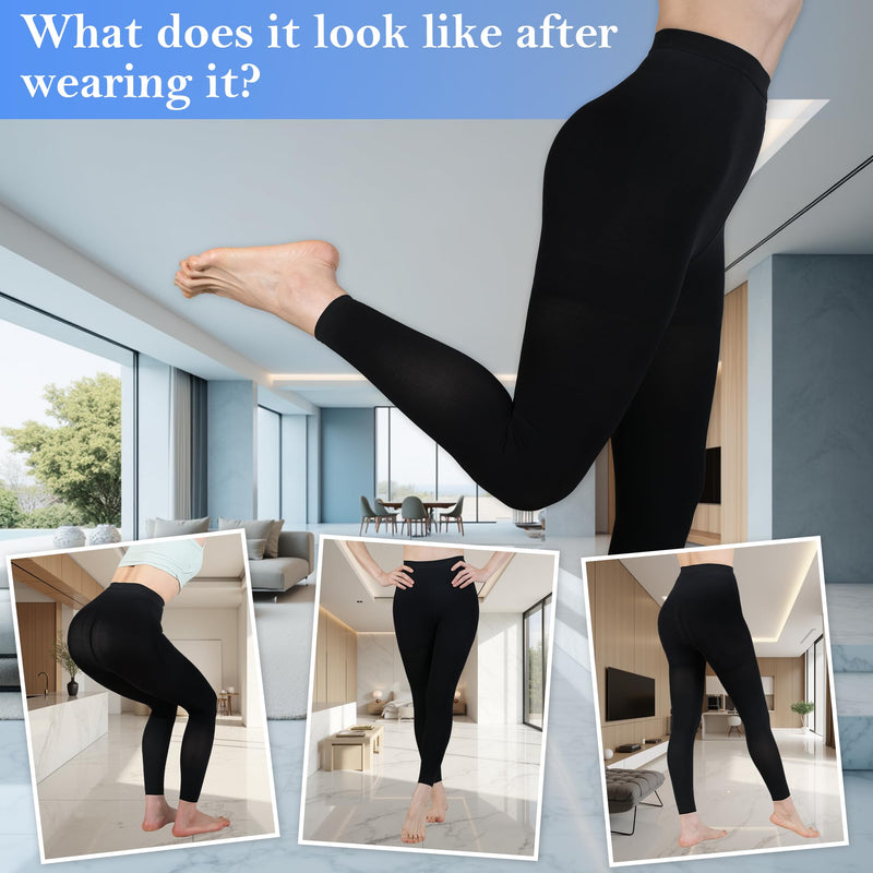 [Australia] - 20-30mmHg Medical Compression Pantyhose, Women Compression Stockings & Leggings, Opaque Footless High Waist Opaque Compression Tights for Varicose Veins, Graduated Support Hose for Doctor L Black 