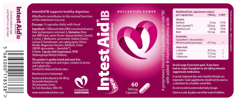 IntestAid IB Food Supplement, Verified Gut Health Support, Pot of 60 vegi-caps - 20 Servings