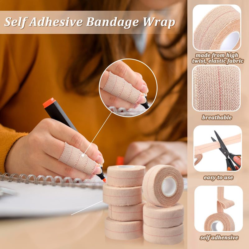 Tondiamo 8 Rolls Elastic Adhesive Bandage Tape Medical Bandage Wrap Athletic Sports Tape Flexible Stretch Skin Bandages Strips for Ankle, Knee, Wrist Sprains Animal Pets(1 Inch X 5 Yard) 1 Inch X 5 Yard
