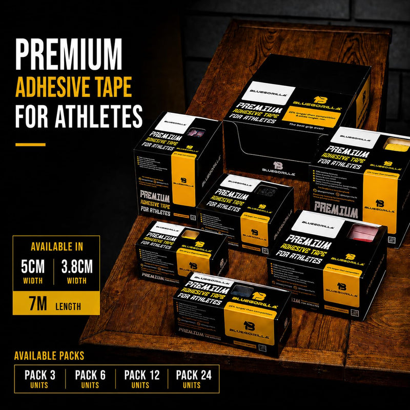 BLUEGORILLA Crosstraining Tape, Sports Tape - Cohesive and self-Adhesive Elastic Bandage - Pack 3,6,12 and 24-5cm x 7m (Wide) and 38mm x 7m (Thin). (Mixed 12 Units 38mm x 7m)) Mixed 12 Units 38mm X 7m)