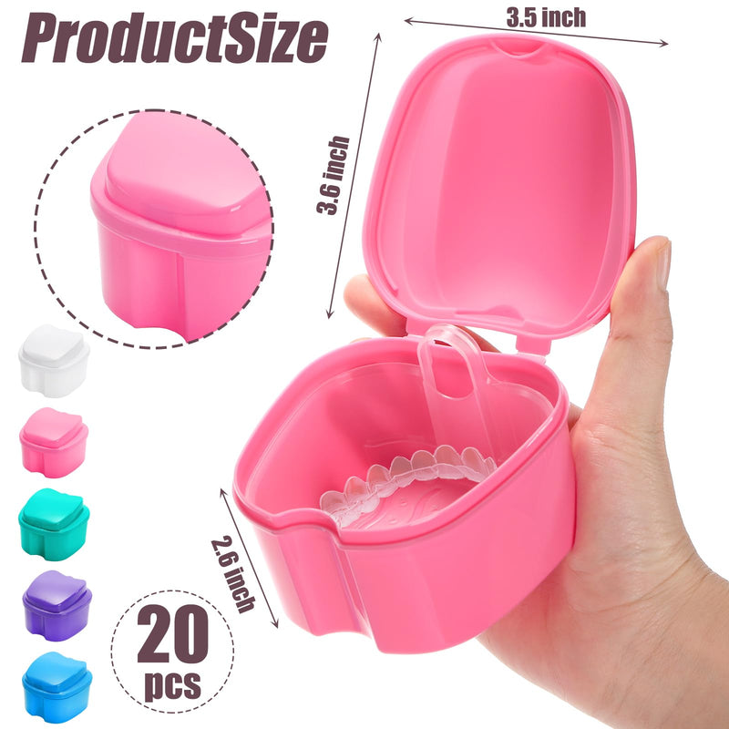 [Australia] - ZENFUN 20 Packs Denture Cases Dental Box For Artificial Teeth Denture Retainer Case Bulk Denture Holder with Strainer Basket Denture Soaking Container False Teeth Storage Box, Individually Sealed 