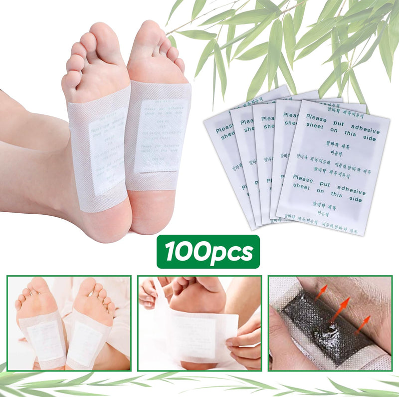 [Australia] - Pack of 100 Detox Foot Plasters Detoxification - Detoxification Plasters Feet for Stress Relief and Deep Sleep - Deep Cleansing Detox Foot Pads for Removing Body Toxins 100pcs one size 
