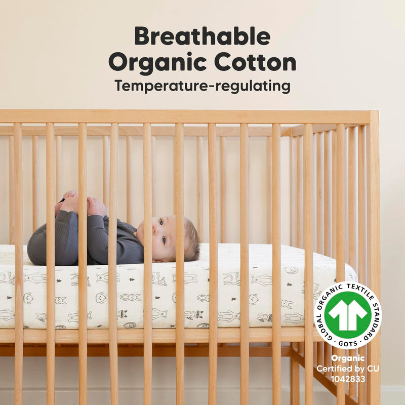 [Australia] - 2-Pack Organic Crib Sheets for Boys, Girls - Jersey Fitted Crib Sheet, Baby Crib Sheets Neutral, Crib Mattress Sheet, Cotton Crib Sheets, Breathable Crib Sheet, Baby Mattress Sheets (Woodland) Woodland 