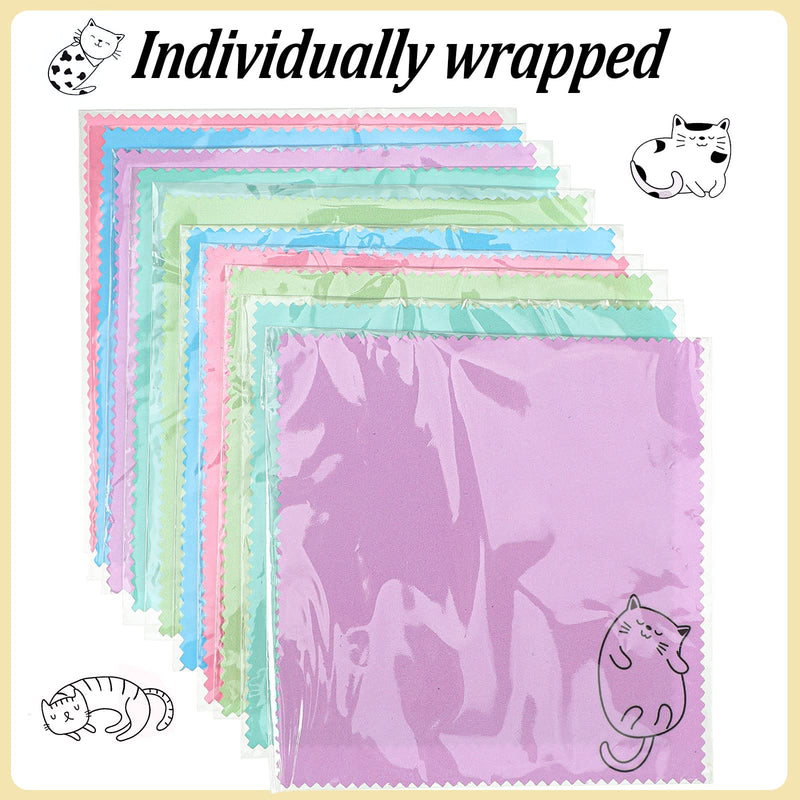 [Australia] - Sinmoe 20 Pcs Microfiber Cleaning Cloth Cute Kitty Cat Design Microfiber Cloth Gift Soft Multicolor Glasses Cleaner Cloth for Eyeglasses Camera Lens Cell Phone Screens Glasses, 6 x 6 Inches (Cat) 