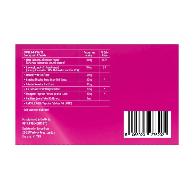 10 x 400mg NEW Advanced Formula -Ultra Pink Premium Female Vitality Capsules | 400mg | 10 Capsules | Maca, Ginseng, Rhodiola & Fenugreek Blend | Women’s Wellness Support