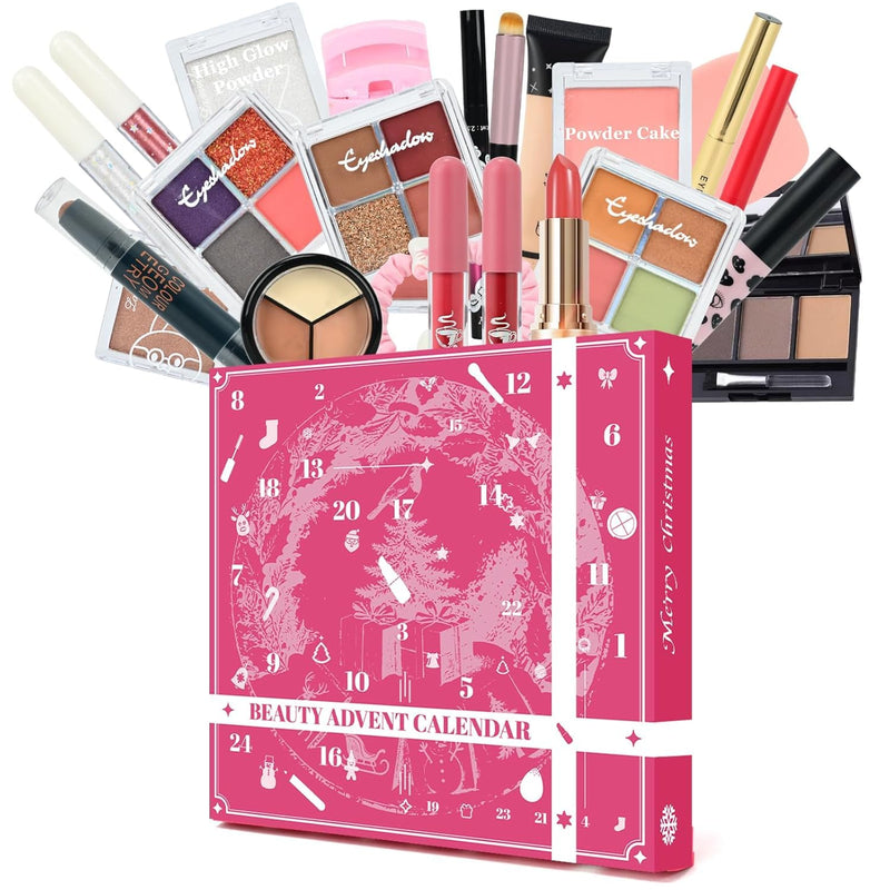 [Australia] - Makeup Advent Calendar 2025 for Women & Teen Girls, 24 Days Christmas Countdown Calendar Beauty Gift Set, 2025 Xmas Gift Surprise Box Calendar Full Makeup Kit Multicolor 