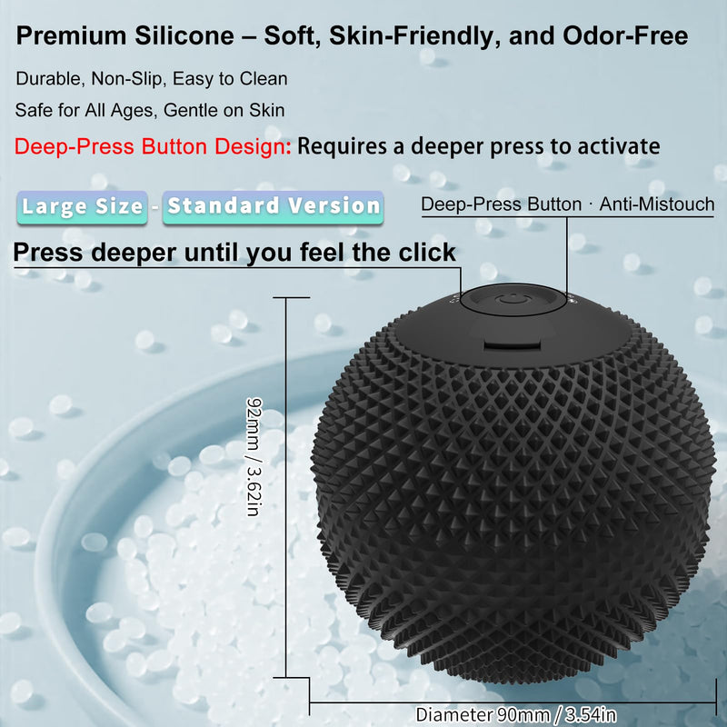 Vibrating Massage Ball with Heat, 7 Modes, Memory, Myofascial Release, Deep Tissue Muscle Recovery Ball for Trigger Point Massage - Foot, Neck, Leg, Back & Hip Flexor Release Tool (Black) Black