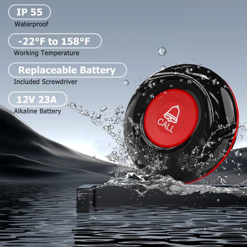 [Australia] - CallToU Wireless Caregiver Call Button Elderly Monitoring Alert Systems for Seniors 1 Plugin Receiver 2 Waterproof Transmitters 1 receiver + 2 call button 