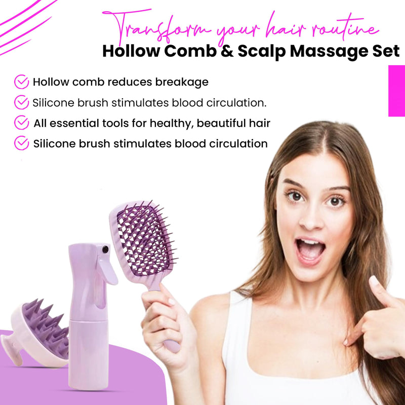Detangling Hair Brush#ANIVERSARY PROMOTION# Hair Brush, Scalp Massager, Spray Bottle, Set Treatment Accessories Small Black