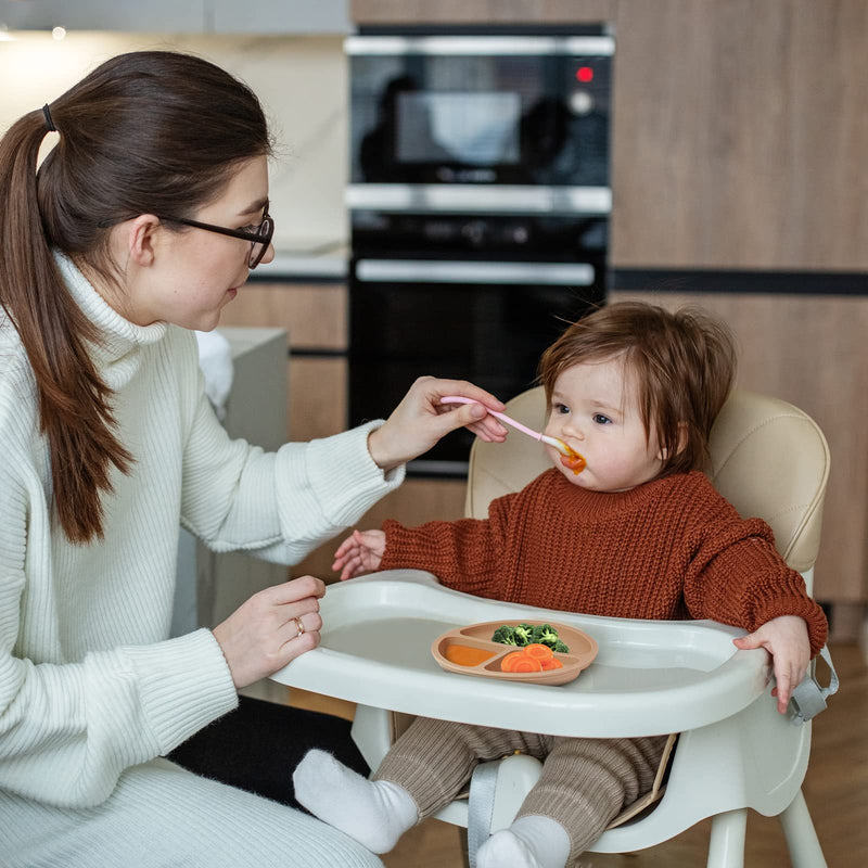 [Australia] - Toddler Plates 3 Pack, Divided Suction Plates for Baby, 100% Food Grade Silicone Baby Plates, Non-Slip, Baby Led Weaning Supplies, Microwave & Dishwasher Safe 