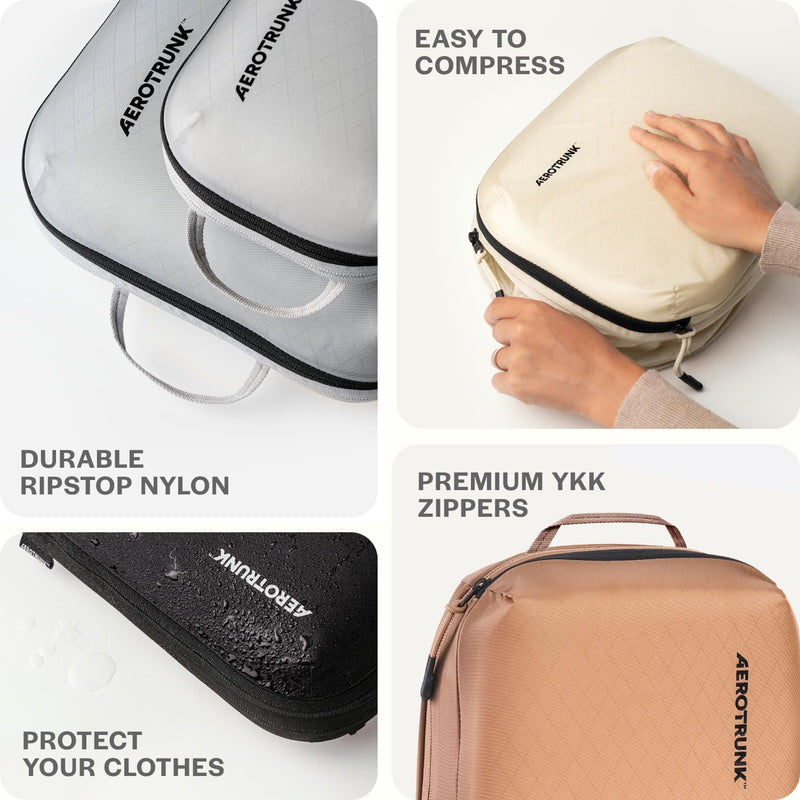 Ultralight Compression Packing Cubes for Travel, 6-Pack, Black | Pack 2x more clothes, Maximize luggage space, YKK Compression zippers, Stay organized, Ultralight travel organizer bags