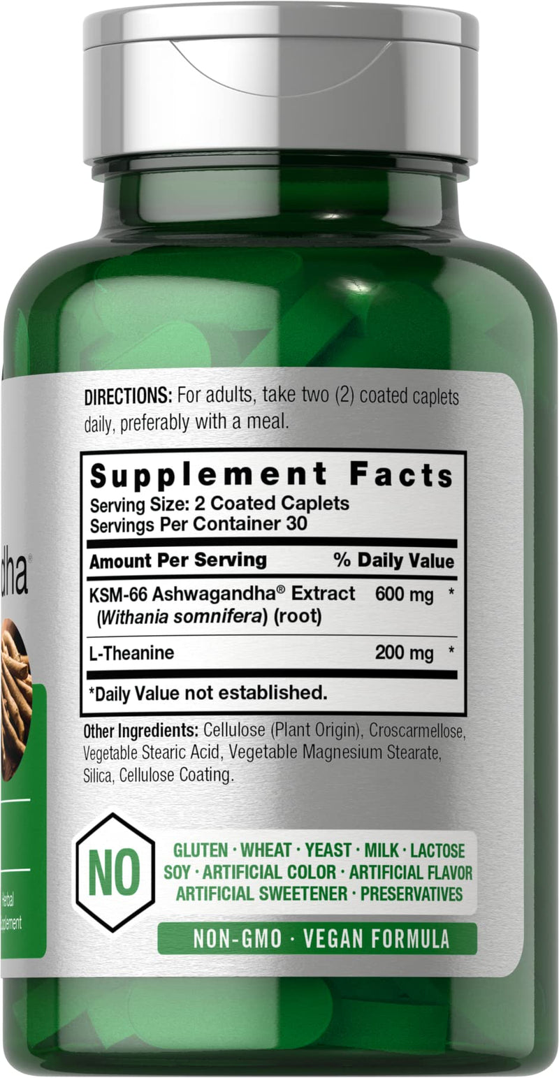 [Australia] - Horb√§ach KSM-66 Ashwagandha Supplement Caplets | 600mg | 60 Pills | with L-Theanine | for Women and Men | Vegan, Non-GMO, Gluten Free Complex Supplement 60 Count (Pack of 1) 