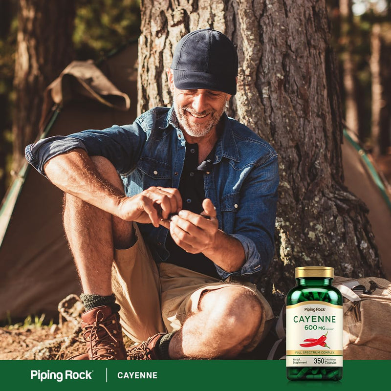 [Australia] - Piping Rock Cayenne Pepper Capsules | 600mg | 350 Count | Concentrated Extract Supplement | Non-GMO, Gluten Free 