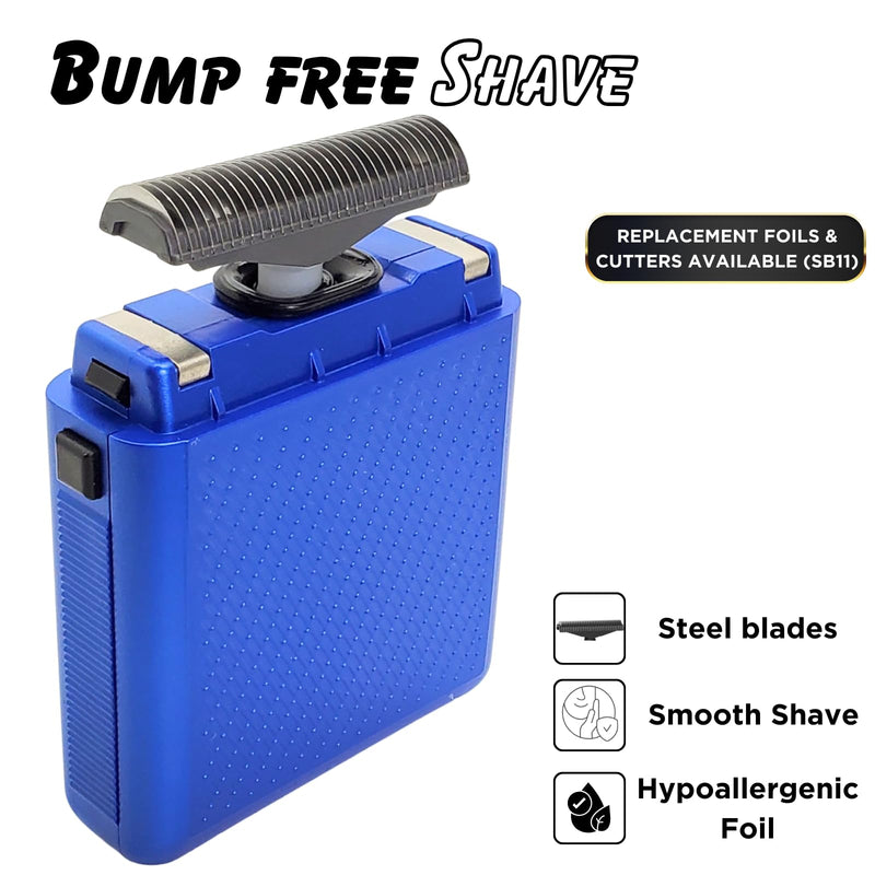 Supreme Trimmer Solo Single Foil Shaver for Pocket | 150 Min Runtime Cordless use, Powerful USB-C Mini Travel Razor for Professional & Home use | STF101 Blue