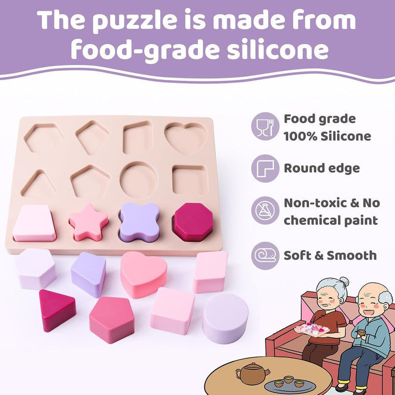 Silicone Shape Puzzles for Dementia and Alzheimer’s, Cognitive Matching Games for Seniors, Sensory for Memory Care and Anxiety Relief, Tactile Stimulation