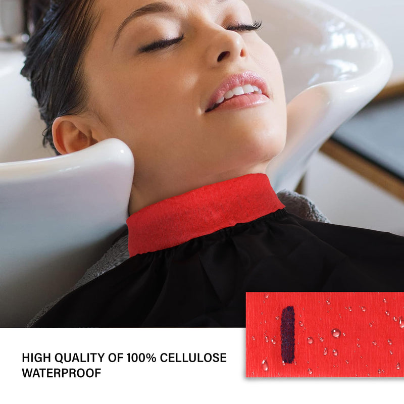 [Australia] - Stretchy Barber Paper Neck Strips - 5 Rolls & 500 Disposable Bands, Professional Hairdressing Accessory Tool Red 