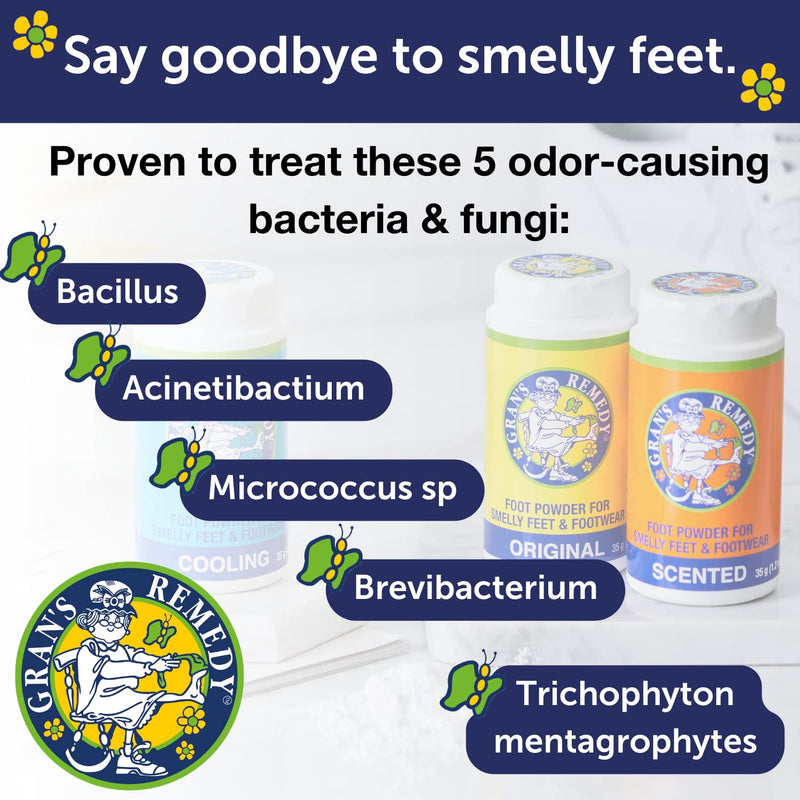 [Australia] - Gran's Remedy Natural Shoe Deodorizer and Foot Odor Eliminator Powder for Men, Women, and Kids, Absorb Sweat and Moisture, Neutralize Smelly Odors, Original 